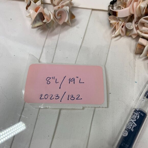 Handcrafted Shell Necklace & Bracelet Set Pink & Beige Screw Clasp 19"L/8"L - Picture 8 of 8